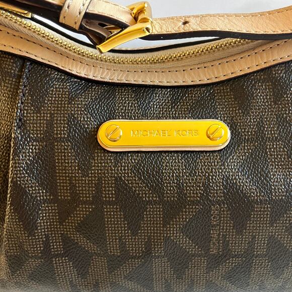 MICHAEL KORS Leather Signature Shoulder Bag, Brown & Tan - Picture 8 of 11